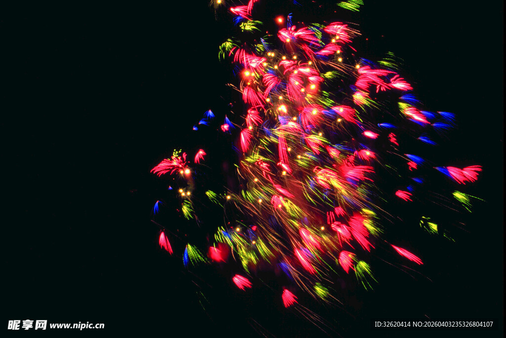 绚丽多彩的飞散发光粒子