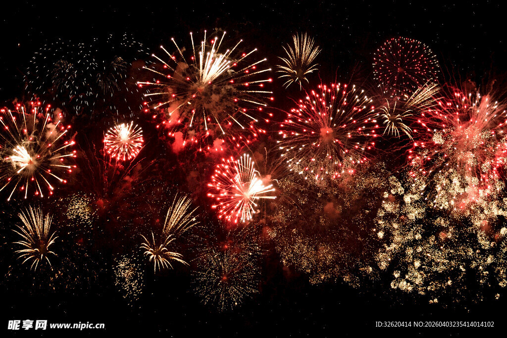 绚丽烟花绽放夜空