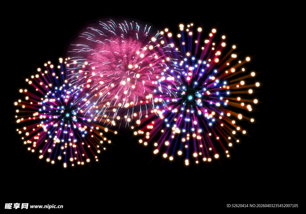 绚丽多彩烟花绽放夜空