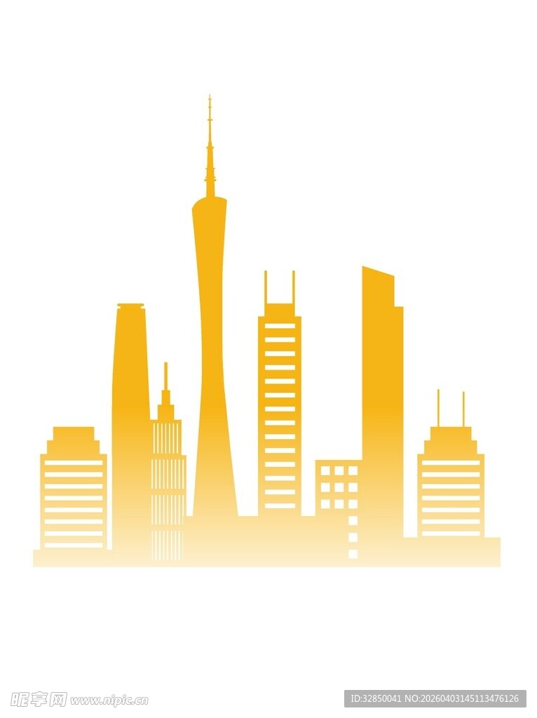 金色城市建筑天际线