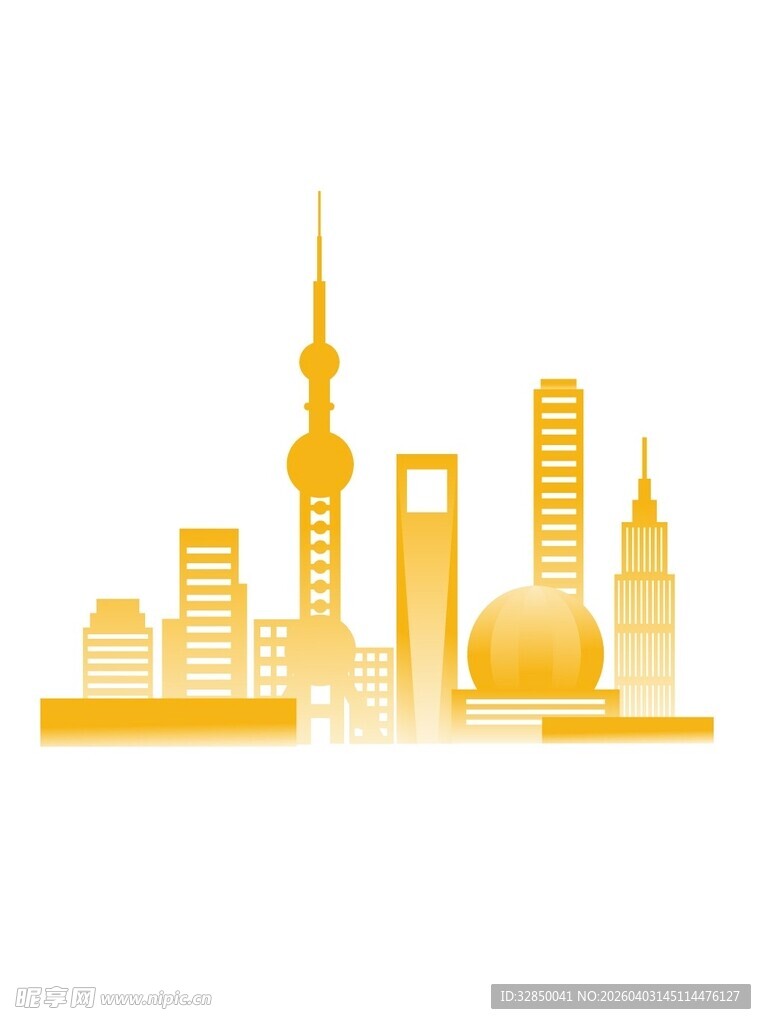 金色上海城市天际线
