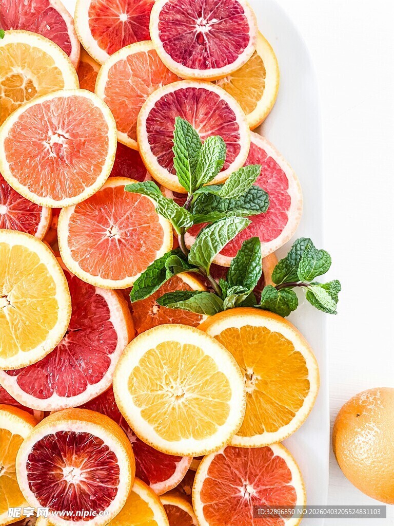 多彩柑橘切片摆盘