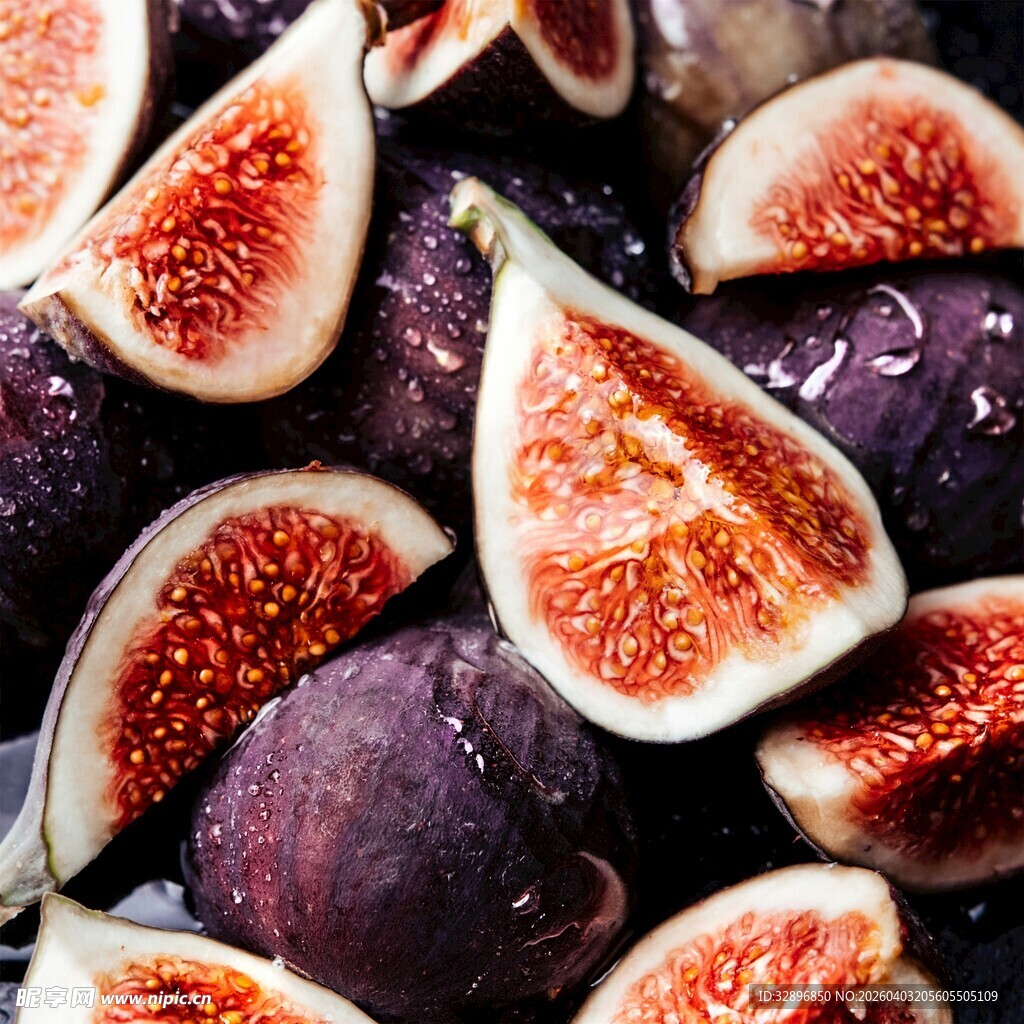 新鲜无花果切片特写