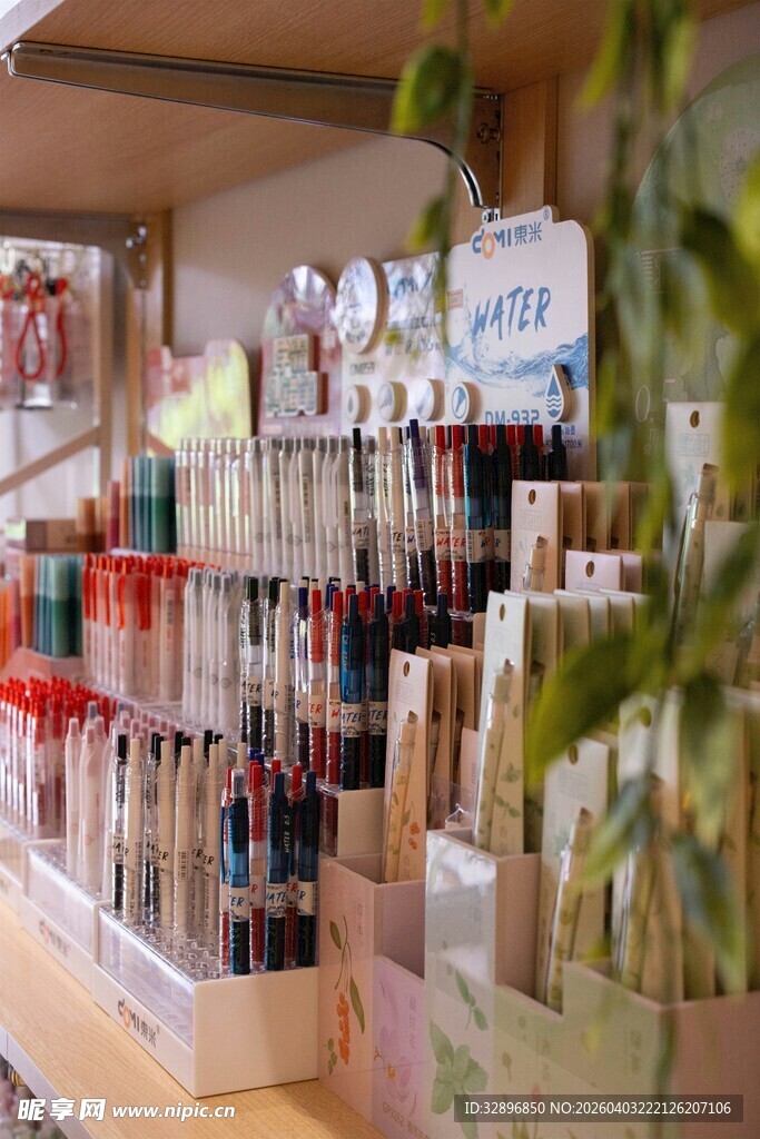 文具店内琳琅满目的文具