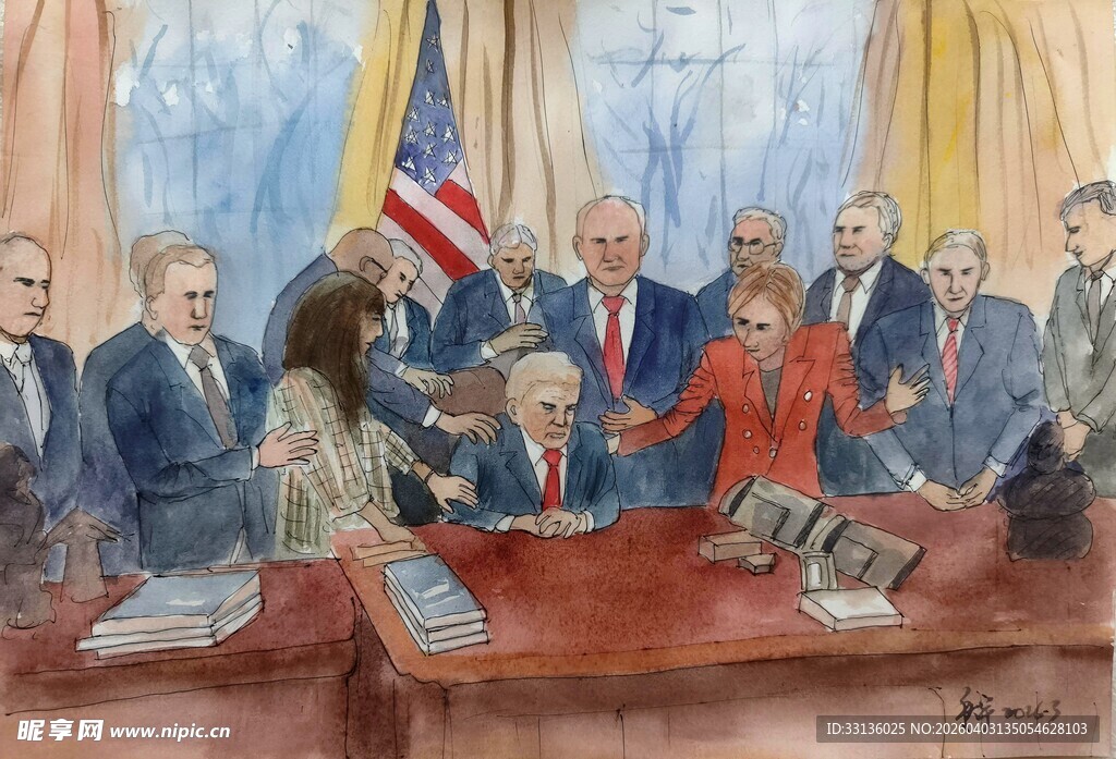 会议场景中的人物活动