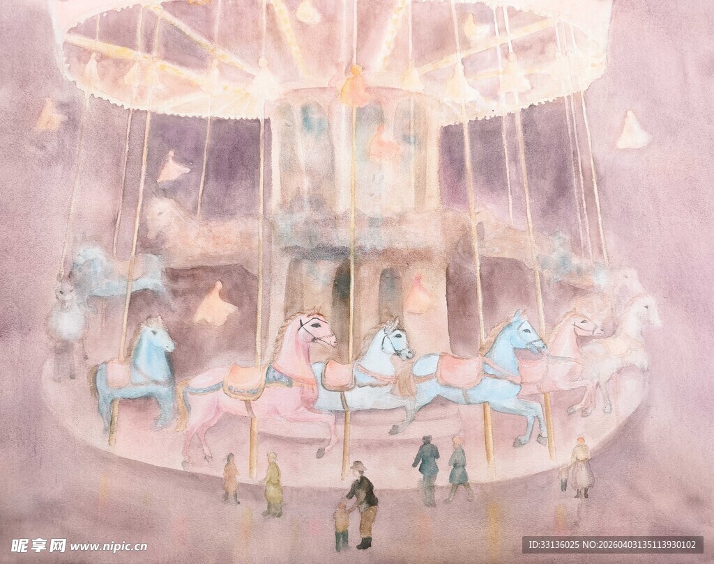 梦幻旋转木马童话场景