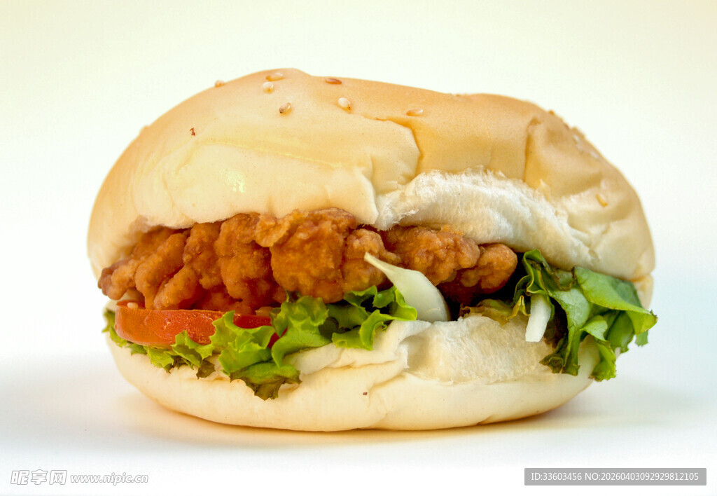 美味鸡肉汉堡特写