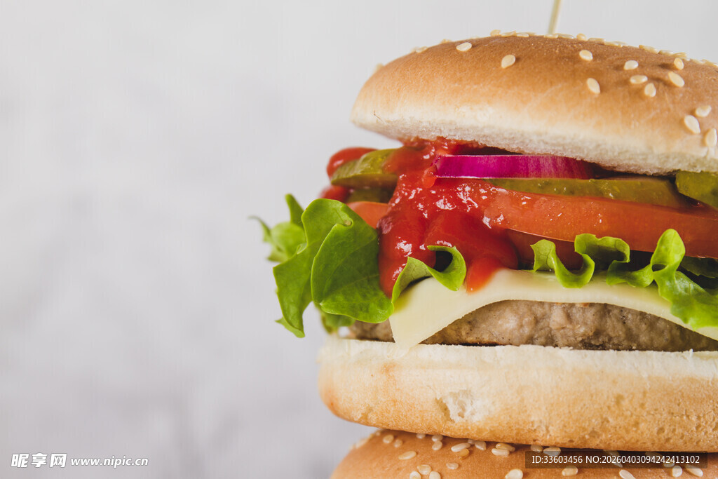 美味多层蔬菜汉堡