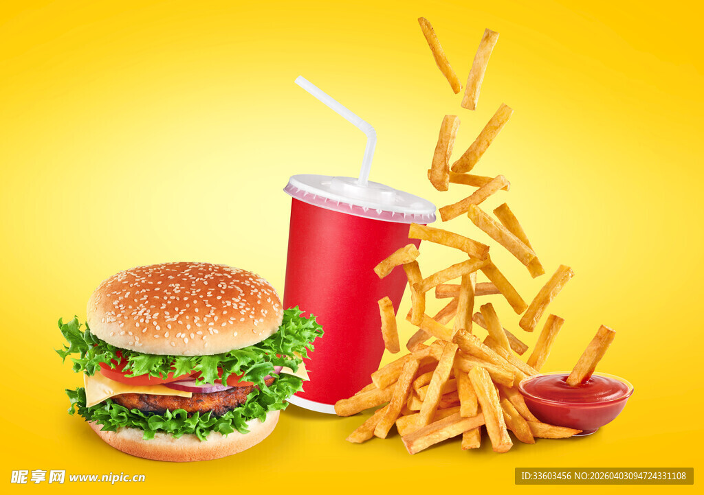 美味汉堡薯条套餐组合