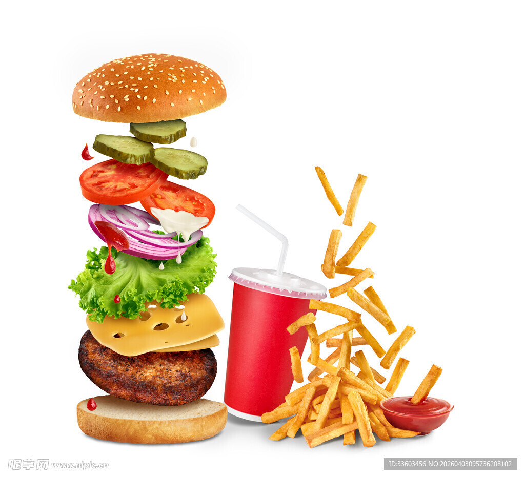 美味汉堡套餐与缤纷小食