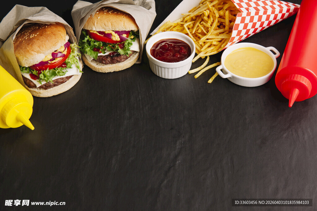 美味汉堡与小吃组合