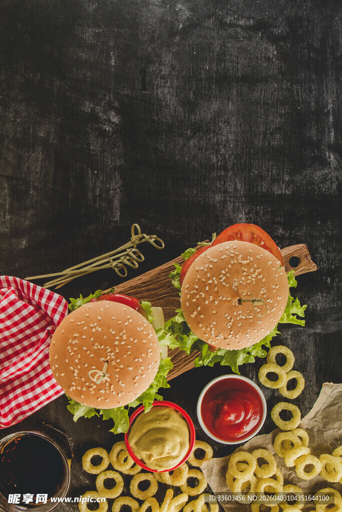 美味汉堡与多样配料展示