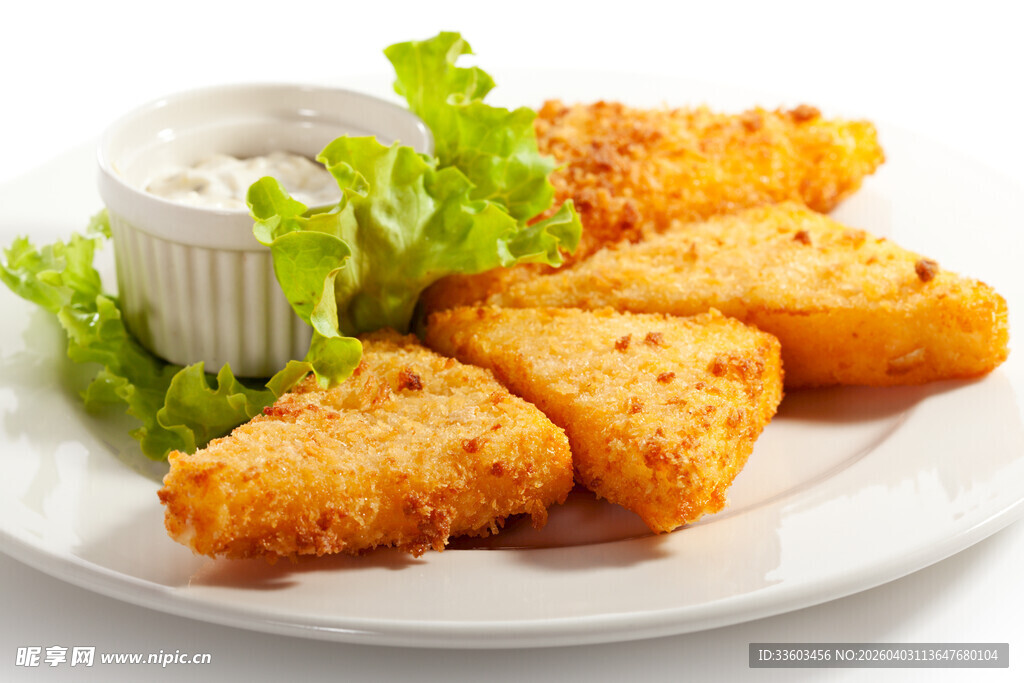 香酥炸鱼块配蘸酱