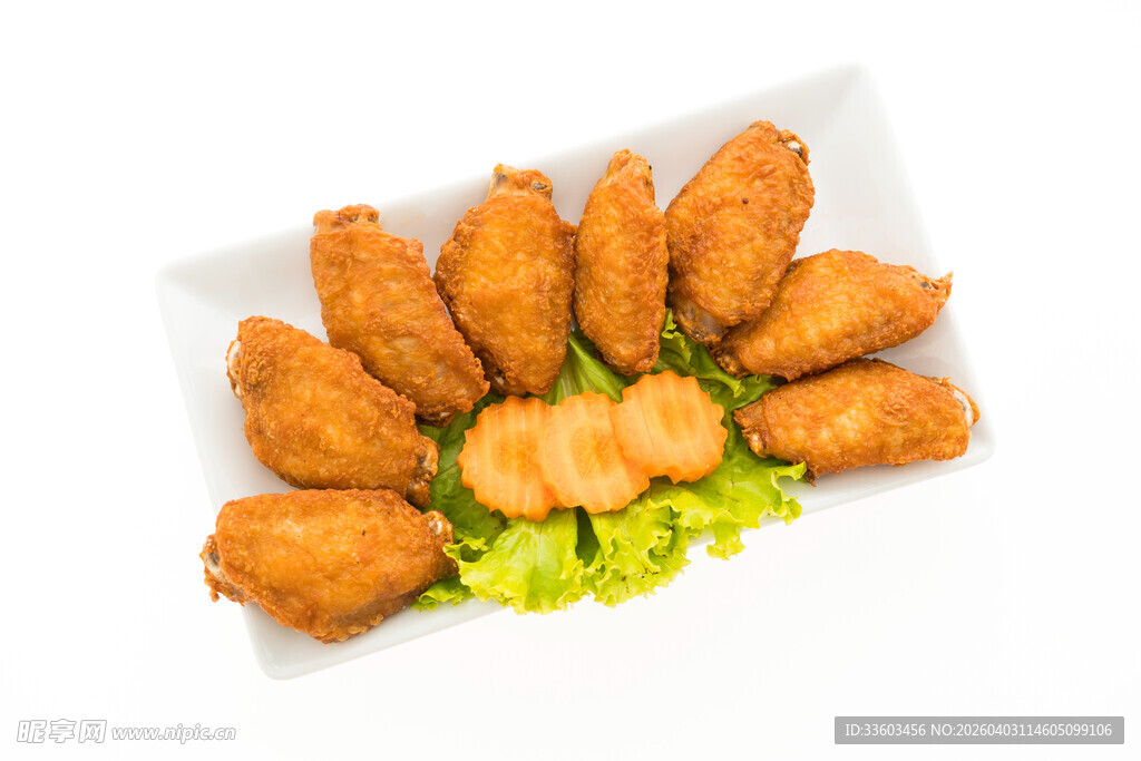 油炸鸡翅摆盘造型精美