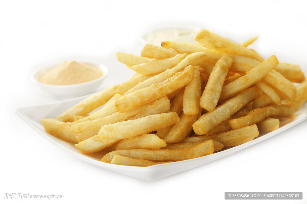 美味炸薯条配蘸酱