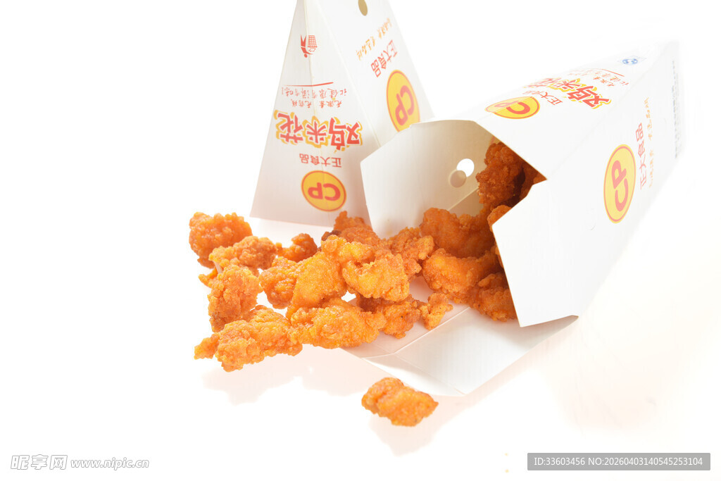 美味酥脆鸡米花散落包装外