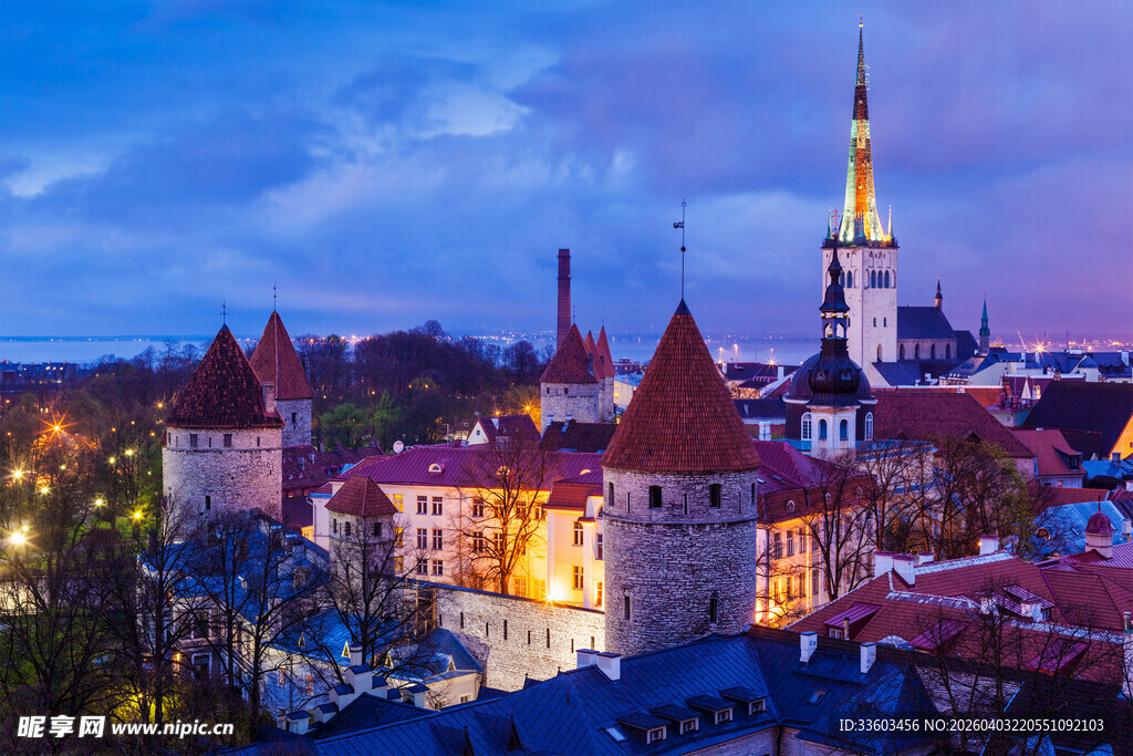 塔林古城夜景