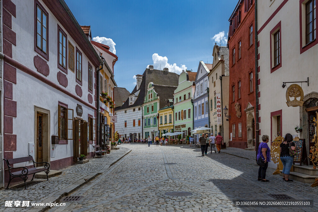 欧洲小镇彩色街道风景