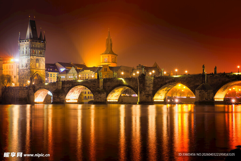 布拉格查理大桥夜景