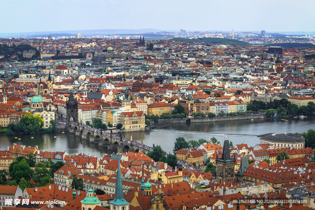 布拉格城市全景风光