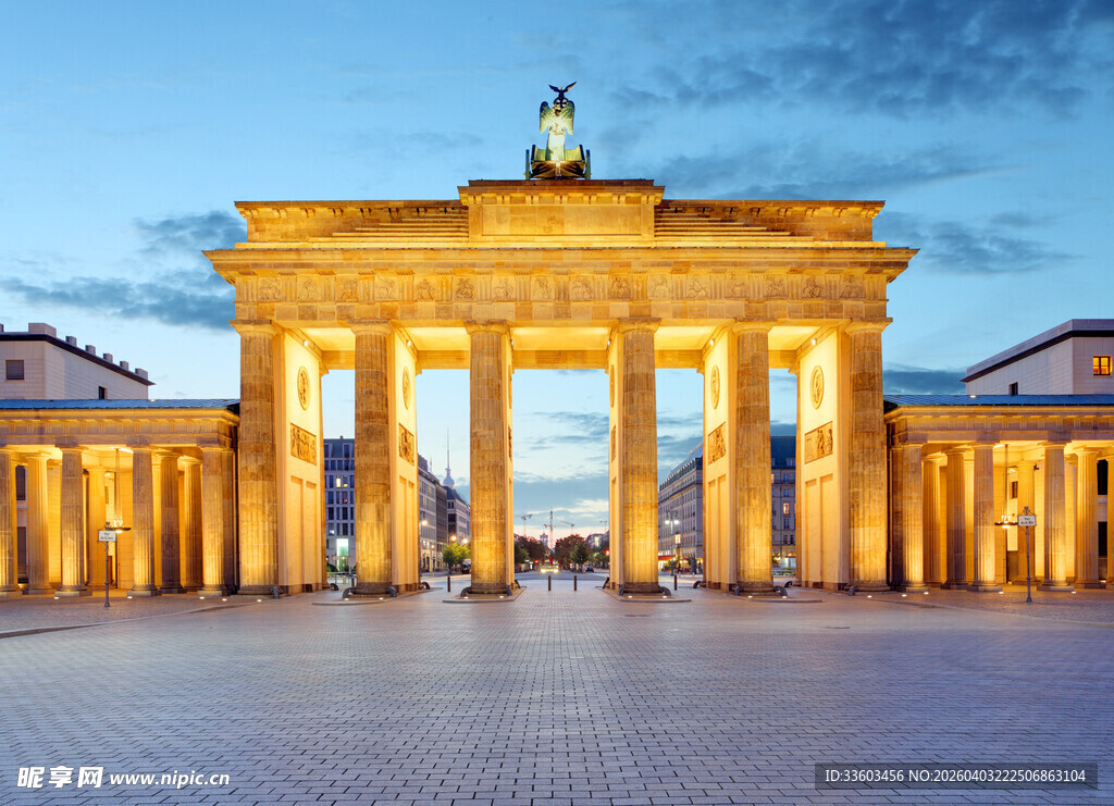 柏林勃兰登堡门壮丽夜景