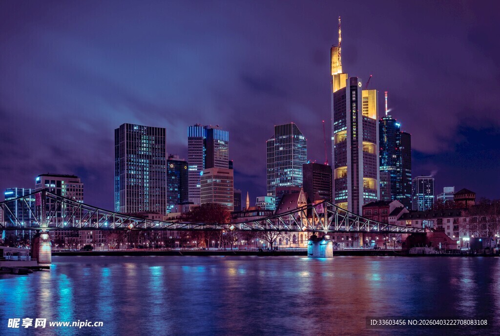 法兰克福城市璀璨夜景