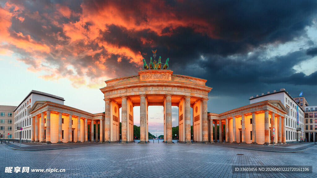 柏林勃兰登堡门壮丽夜景