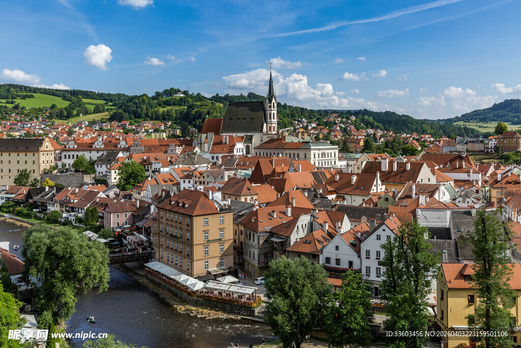 欧洲小镇美丽风光俯瞰