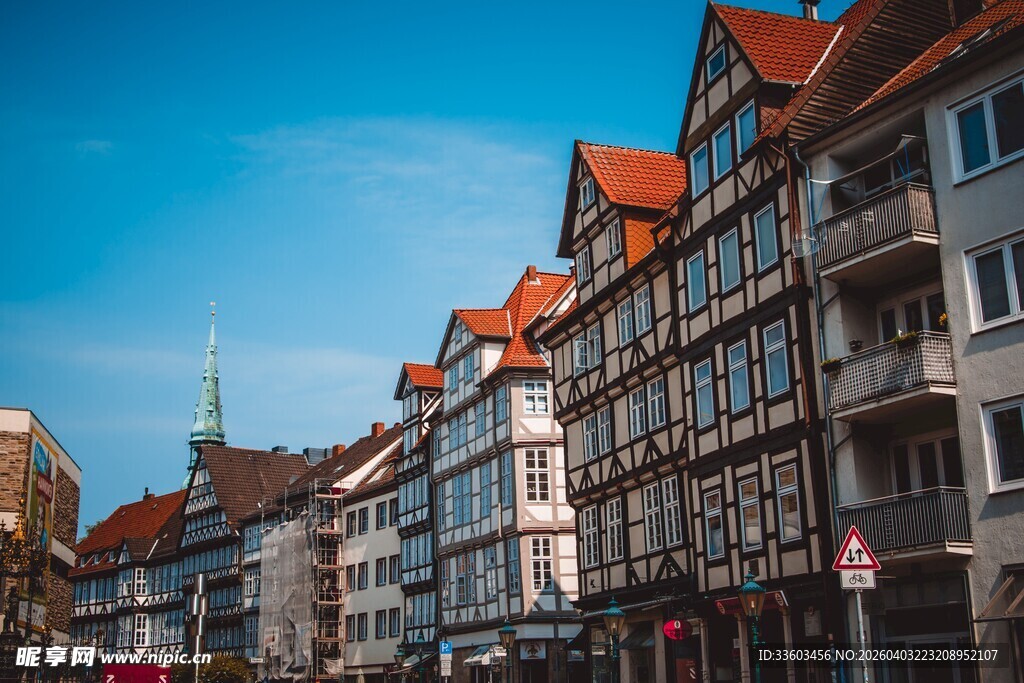 欧洲小镇多彩建筑街景