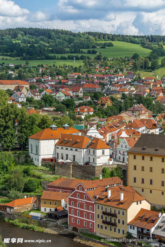 欧洲小镇美丽风光俯瞰