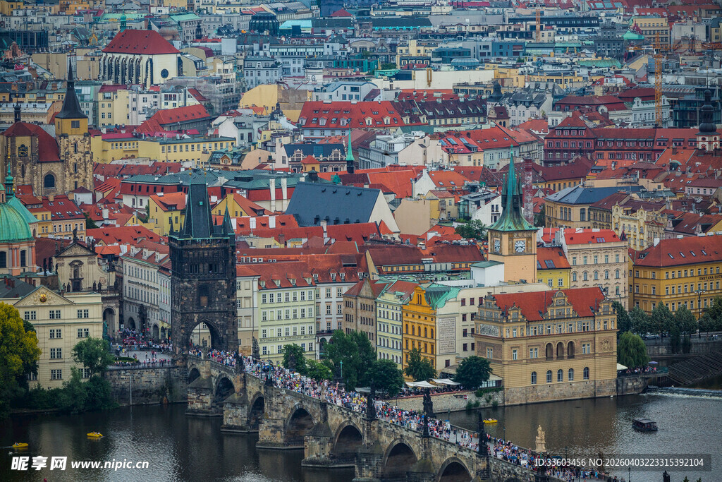 布拉格城市景观与桥梁