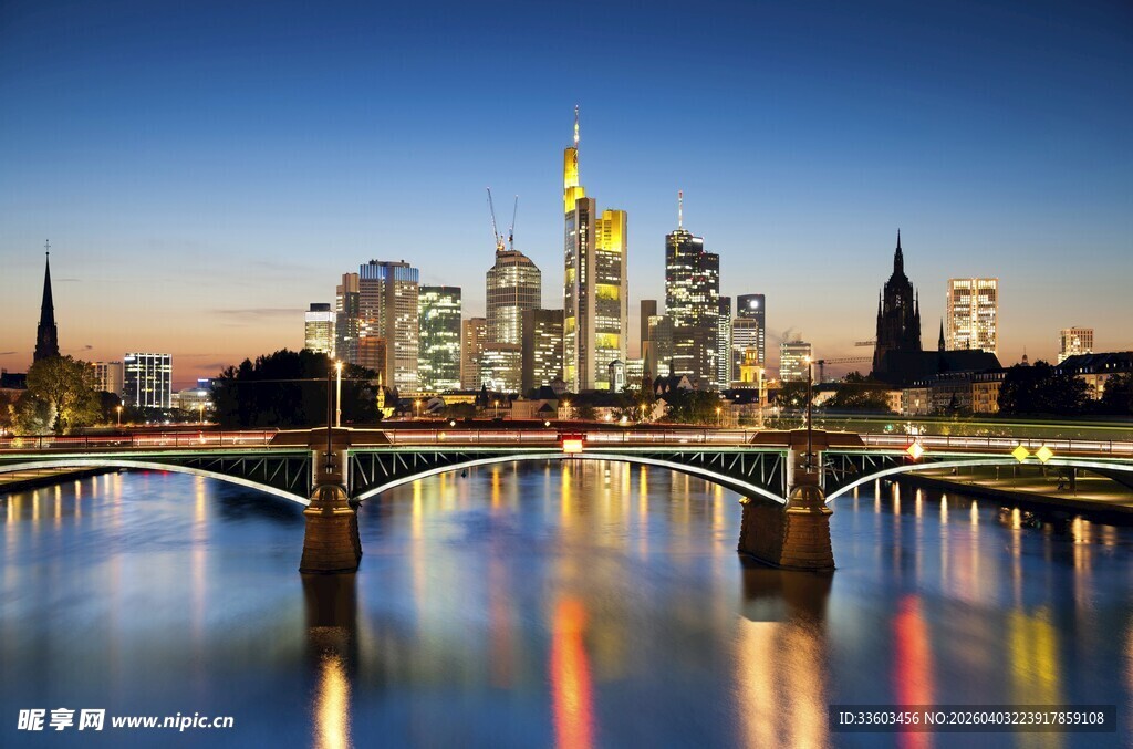 法兰克福城市夜景风光