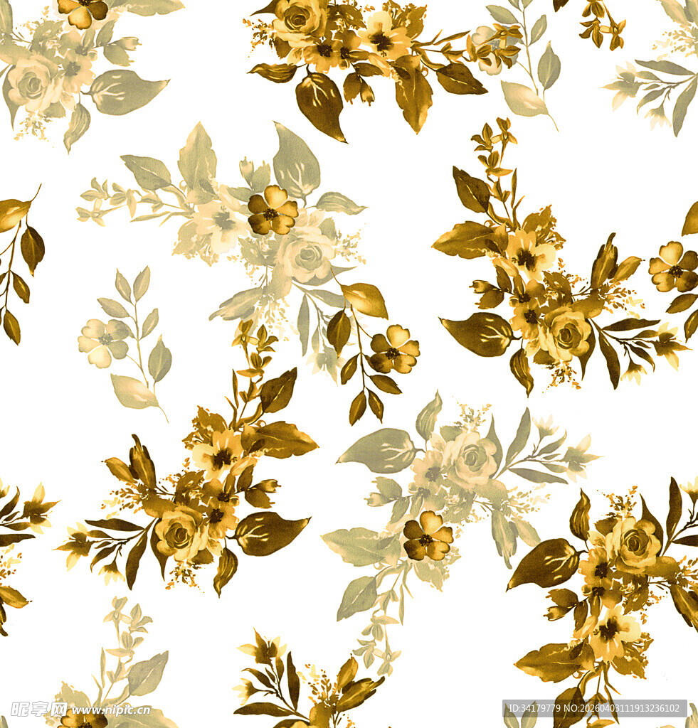 金色花卉图案背景纹理