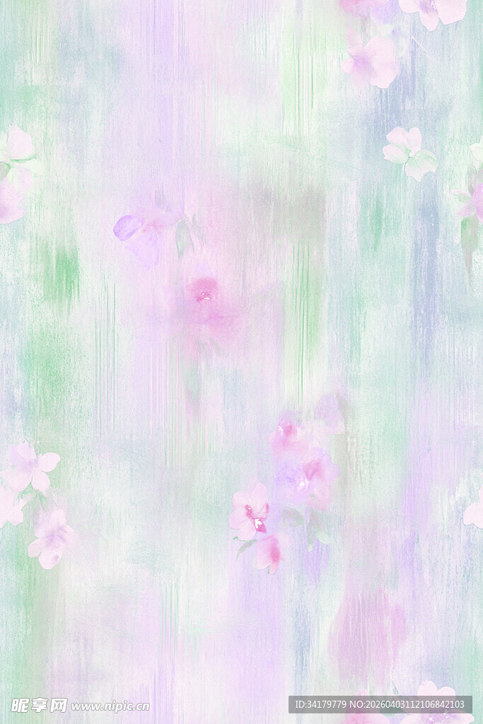梦幻淡彩花卉背景图
