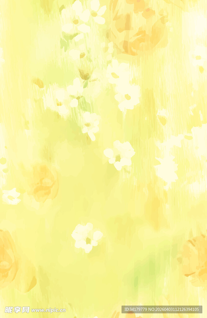 清新淡黄花卉水彩背景图
