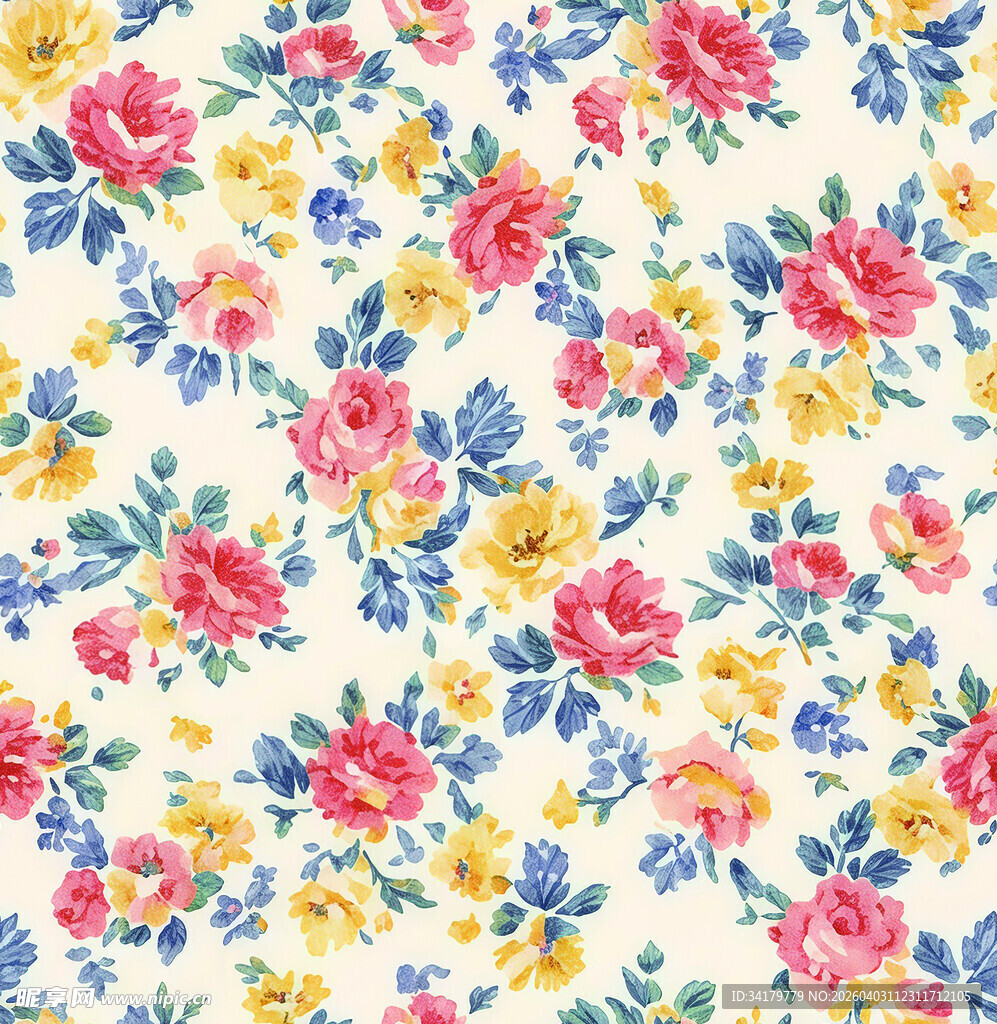 复古碎花图案布料纹理