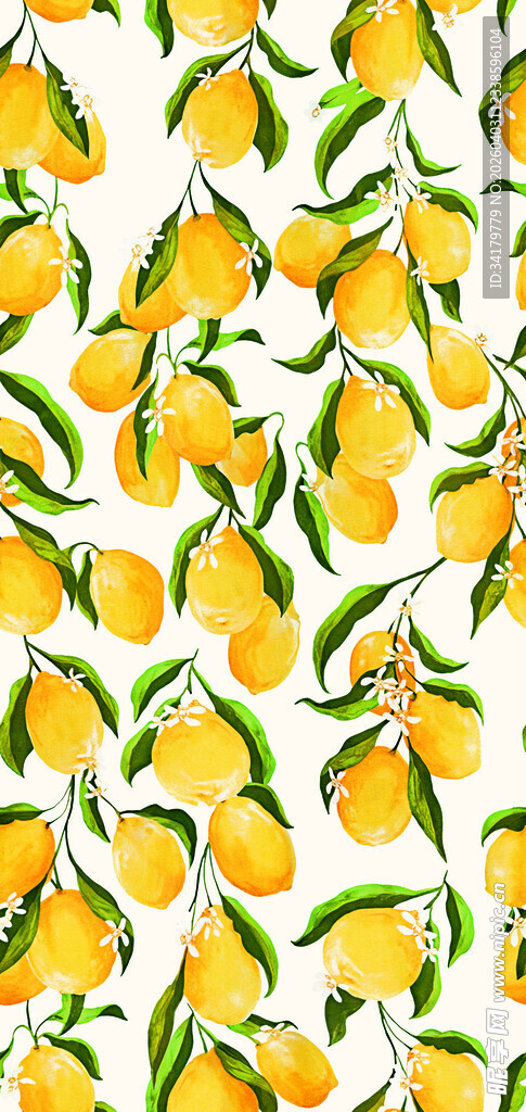 柠檬图案背景 清新活力