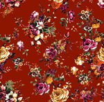 红色花卉图案布料纹理