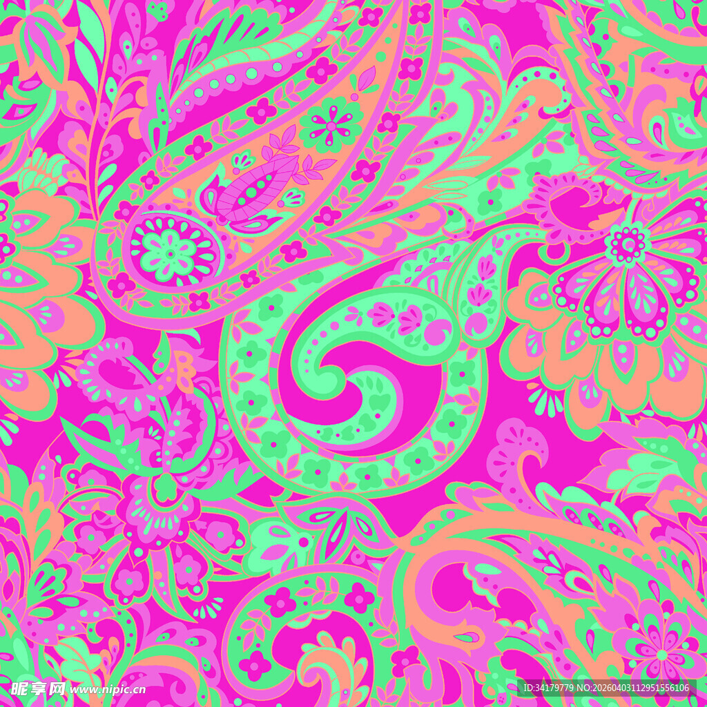 缤纷佩斯利花纹图案