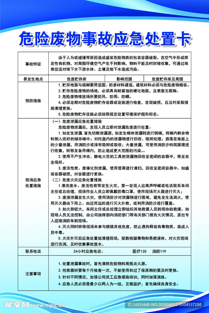 危险废事故应急处置卡 