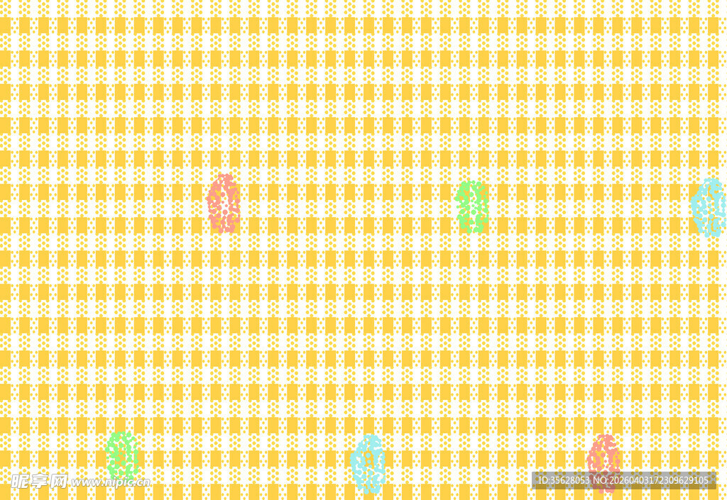黄色格子彩色点缀背景图