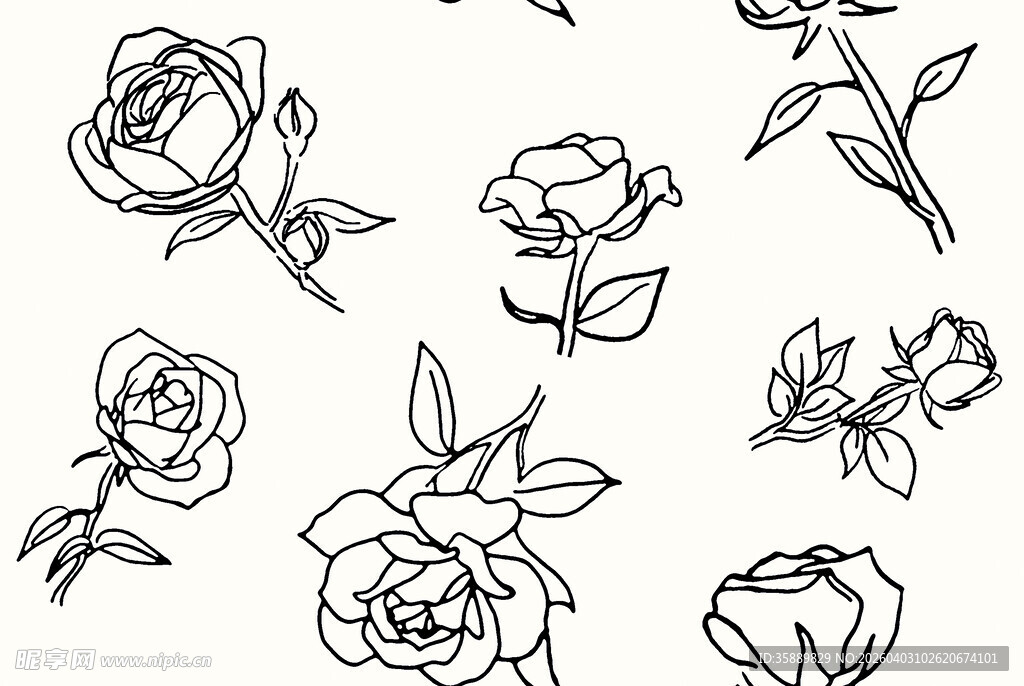 线条花 数码印花