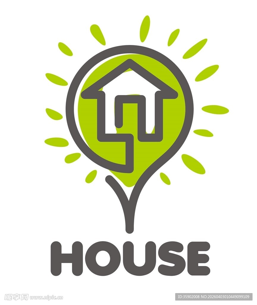 房屋主题创意灯泡标志