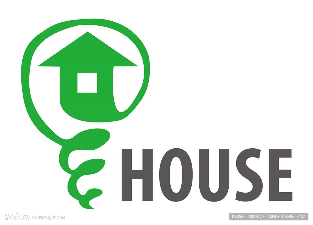 绿色房屋标志设计