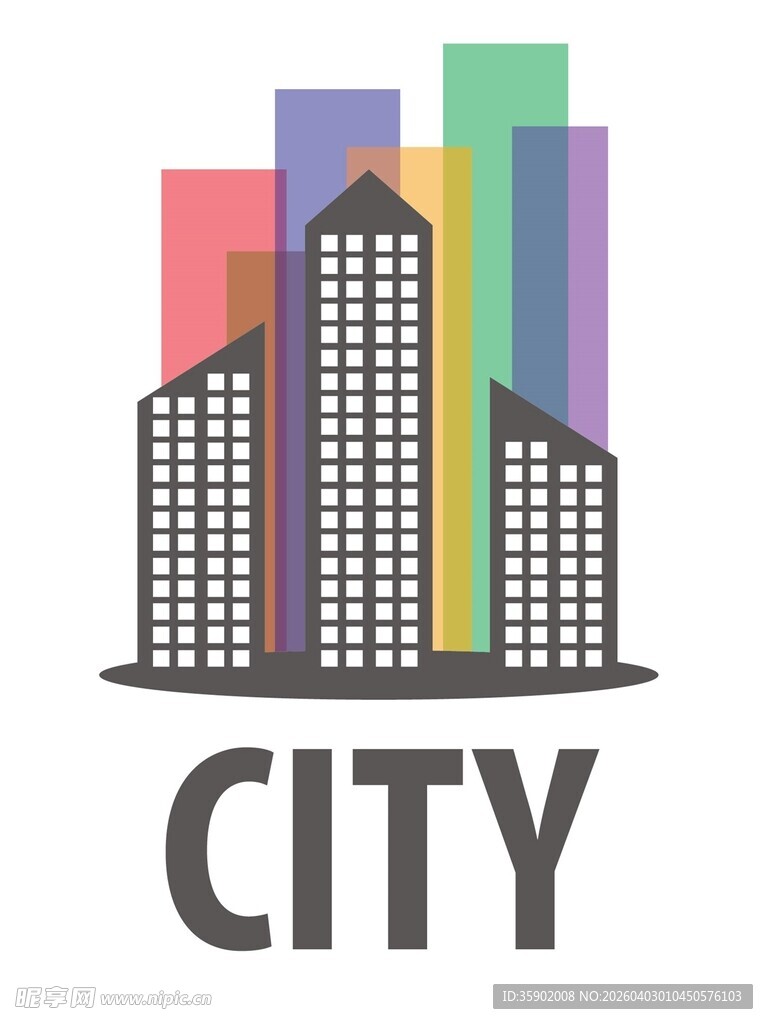 多彩城市建筑图标