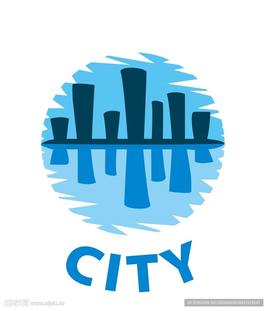 城市天际线抽象图标设计