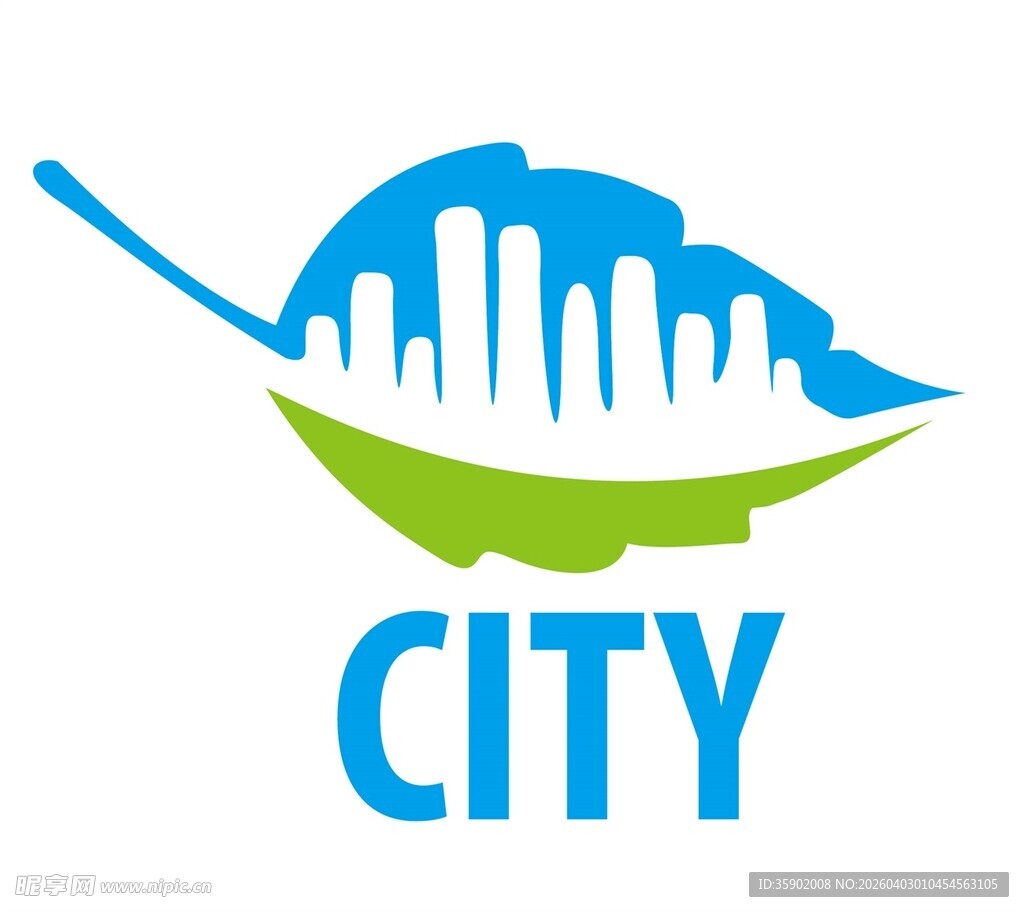 绿叶中的城市标志