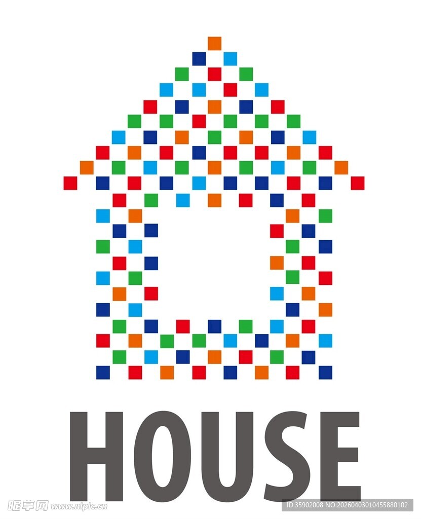 彩色像素风格房屋图标