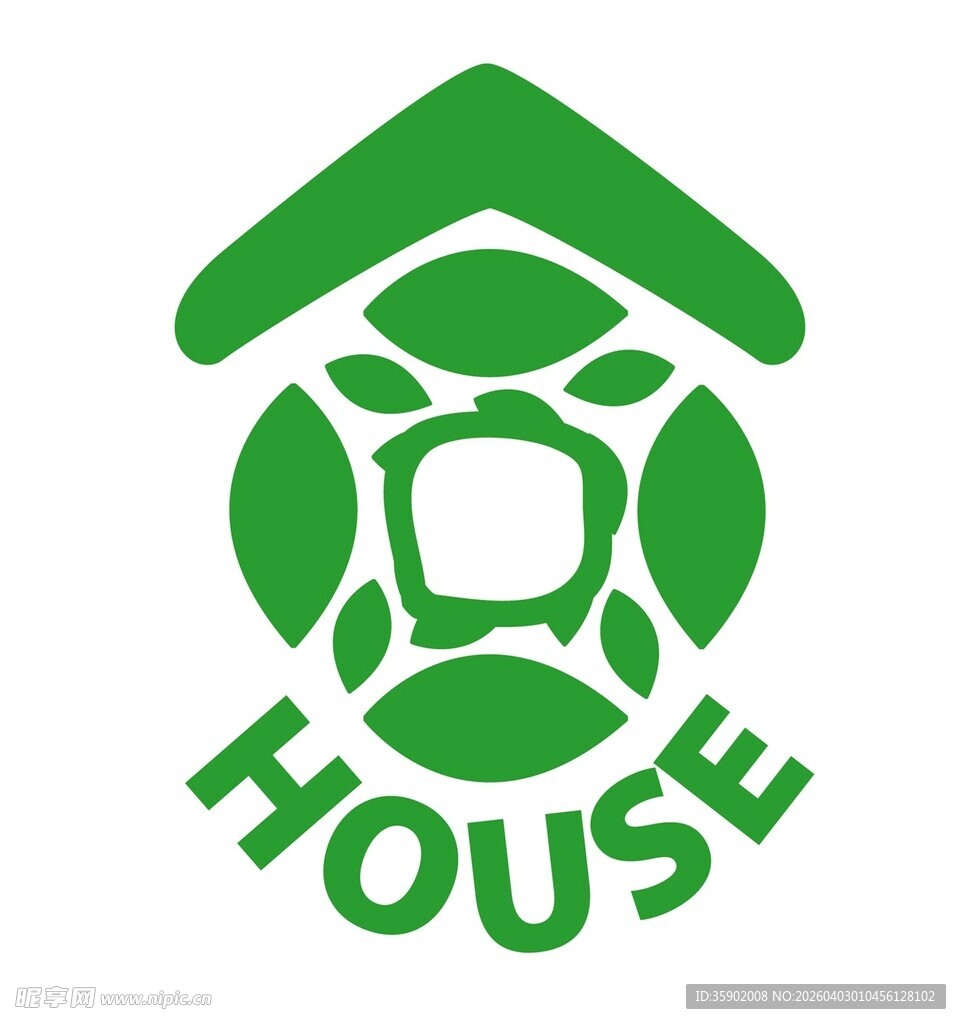 绿色房屋标志设计