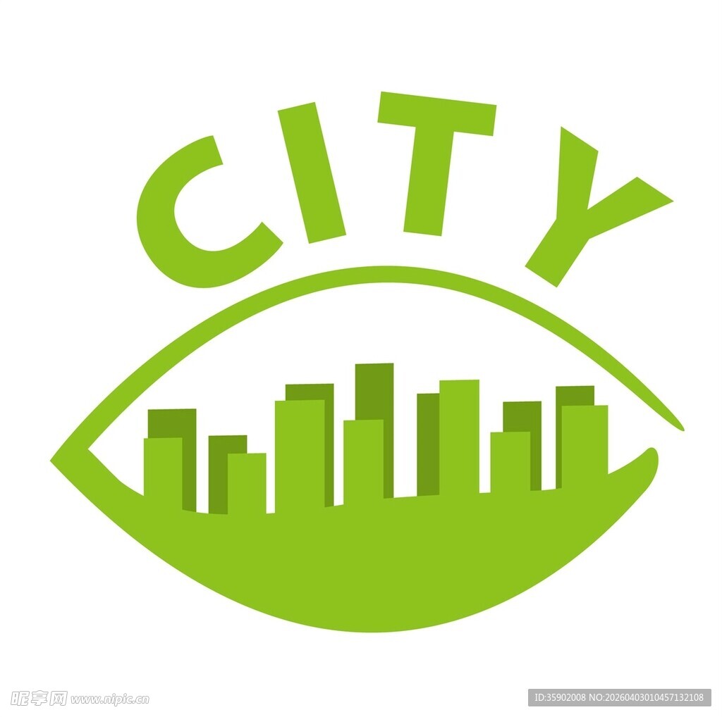 绿色城市眼标志设计
